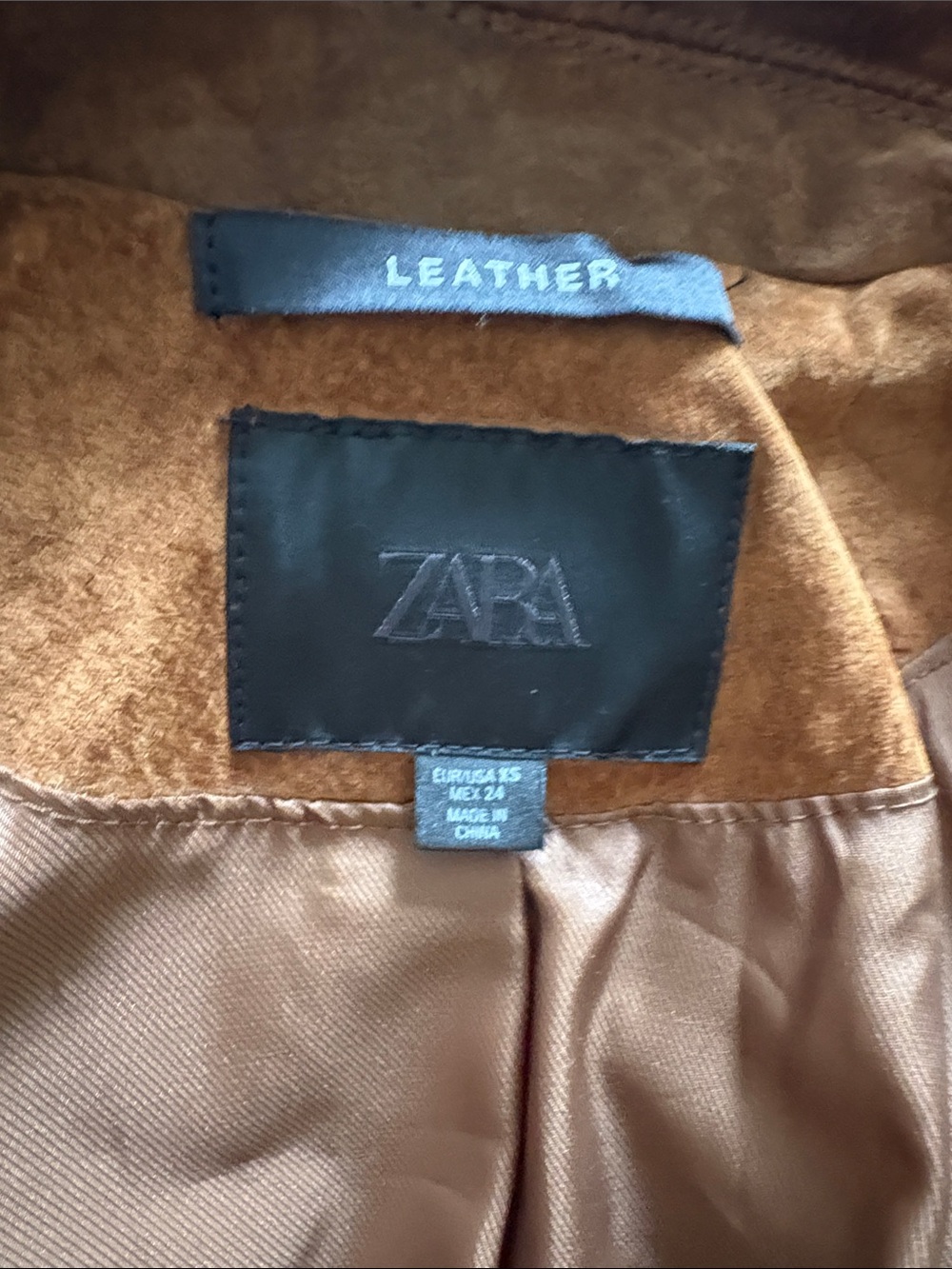 Zara Leather Suede Jacket in Cognac Brown - Picture 7 of 7